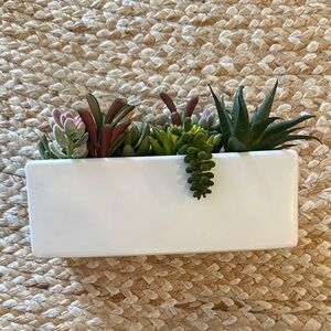 Project 62 White Rectangular Potted Faux Plant with Green Foliage